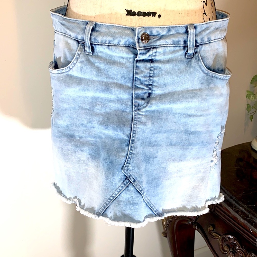 Justice Jean Skort Distressed 20Plus, Lt Blue Denim